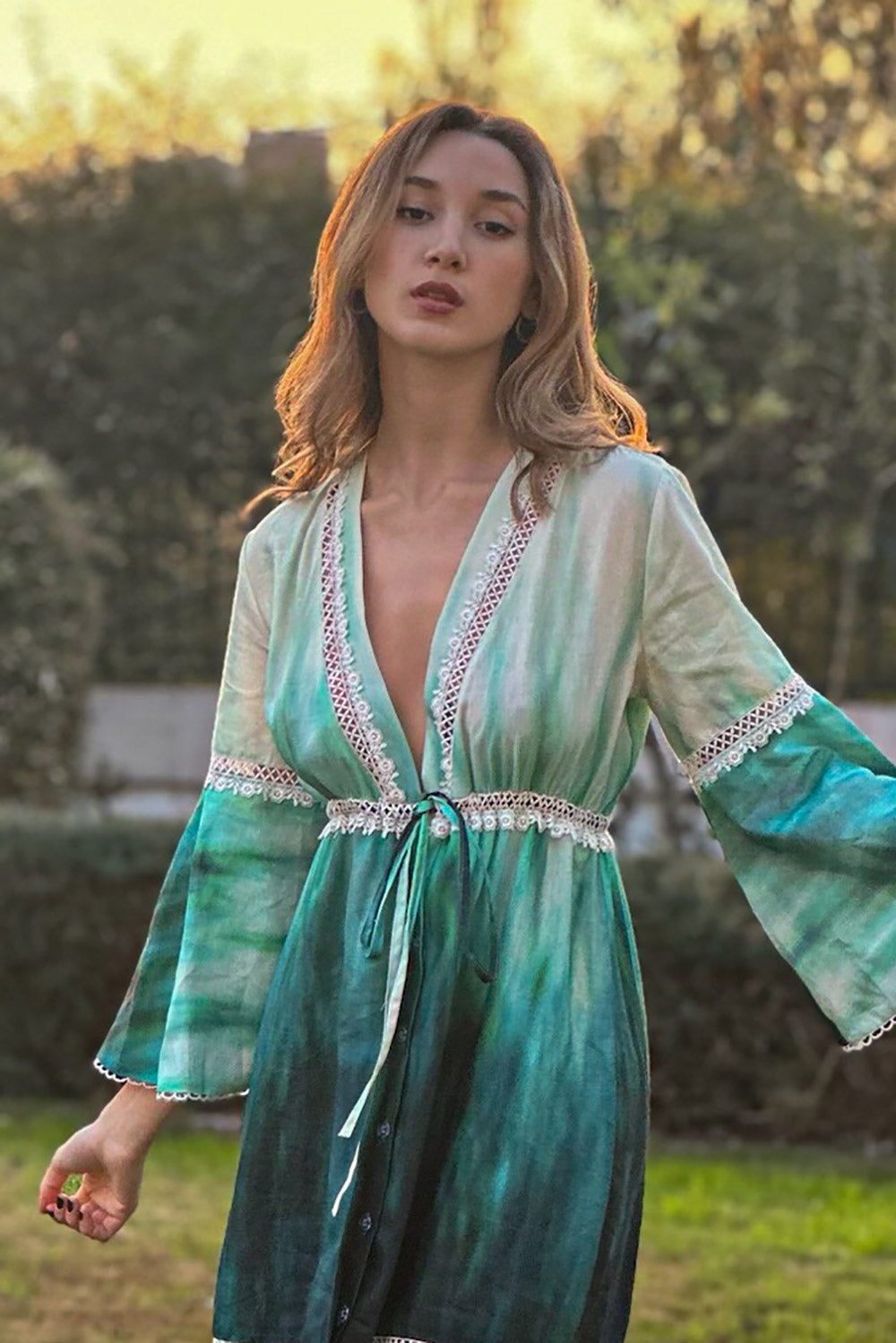 Tie Dye Linen Long Dress